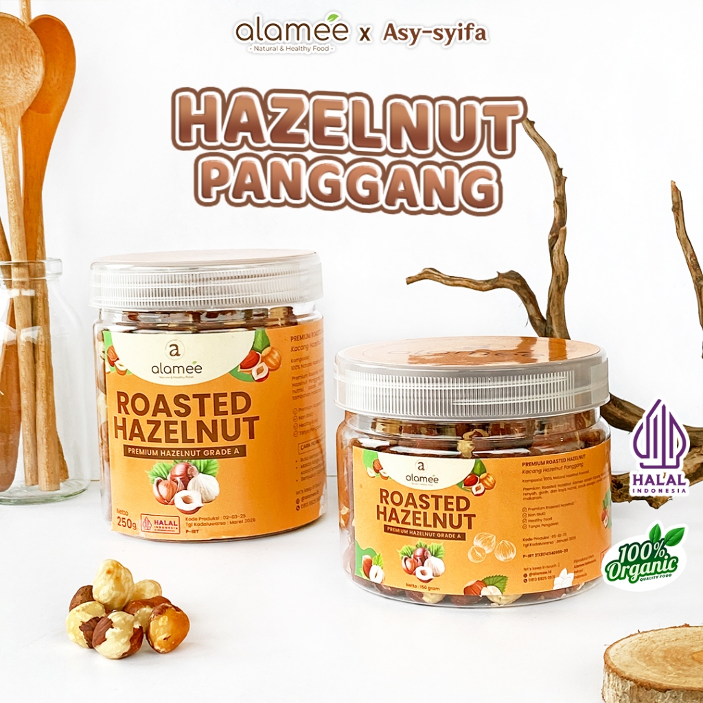 

ALAMEE Kacang Hazelnut Panggang Hazelnut Roasted Cemilan Sehat Rendah Kalori Kacang Kemiri 250gr