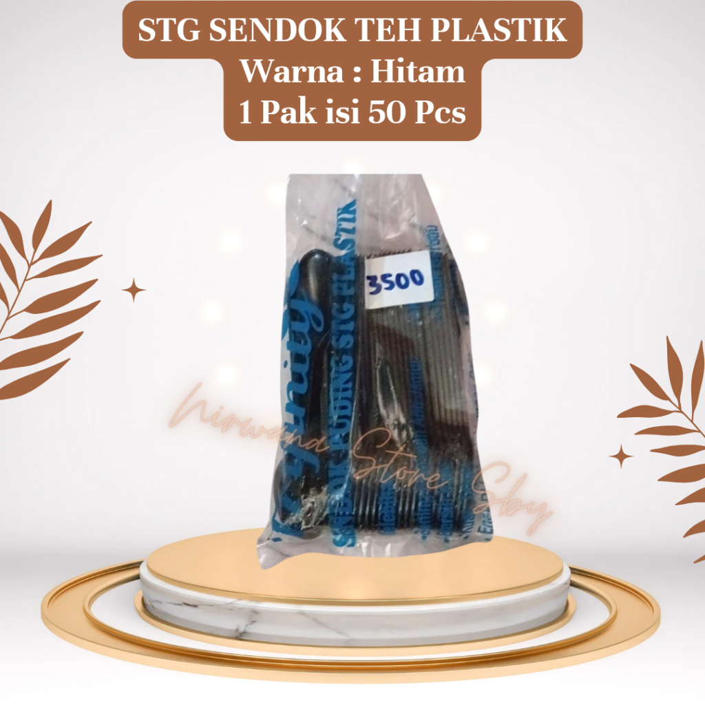 (50 Pcs) Sendok Teh Plastik Hitam