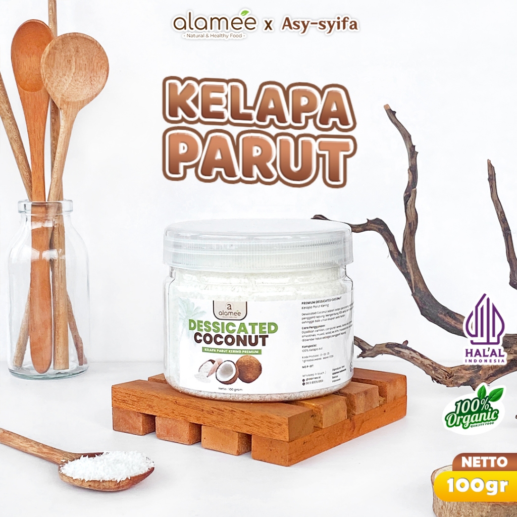 

ALAMEE Dessicate Coconut Kelapa Parut Kering Coconut Flakes Topping Kue Kelapa Kering 100gr