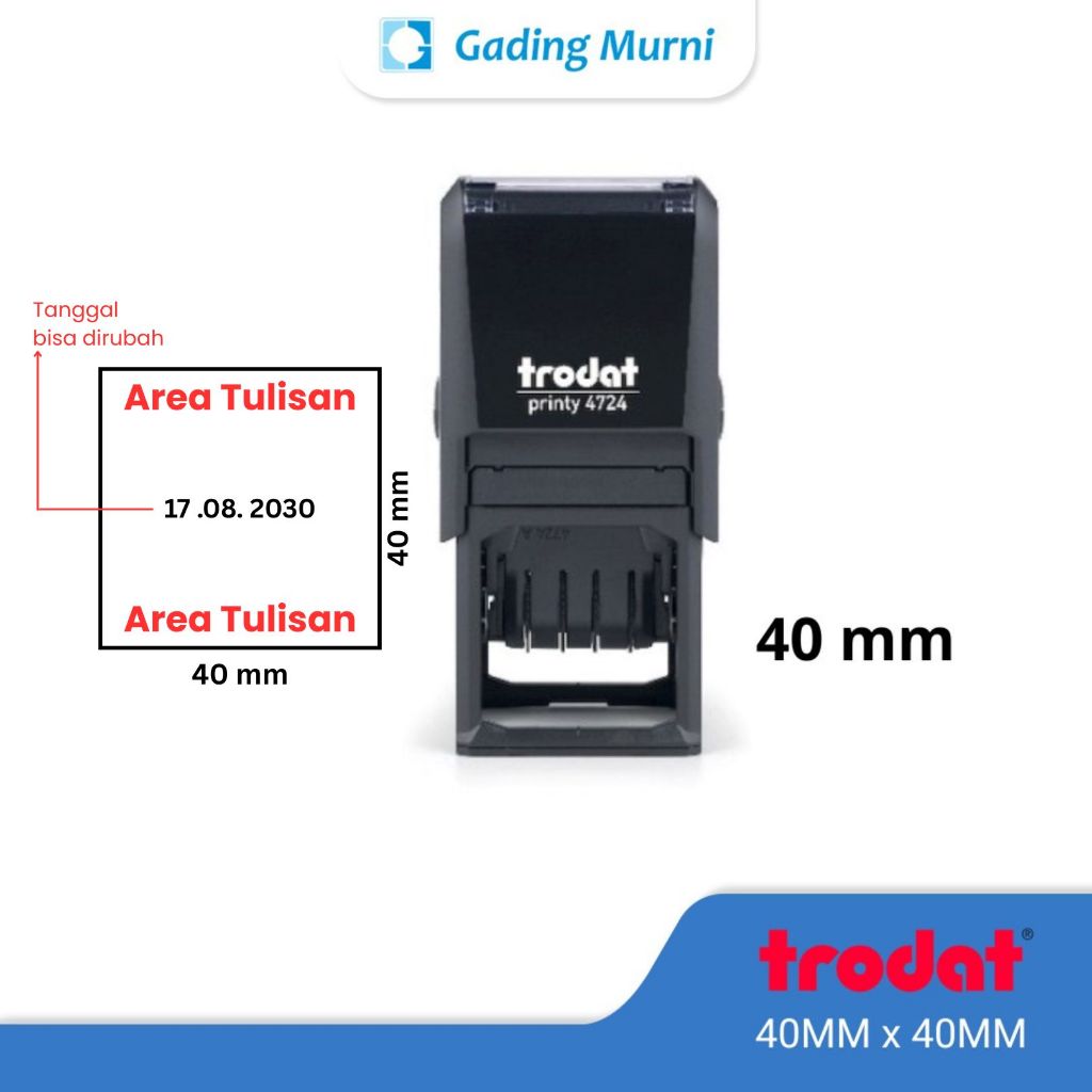 

Stempel Kotak Trodat 4724 dengan tanggal (40x40mm) | Otomatis | Free Desain Logo Nama Tangg