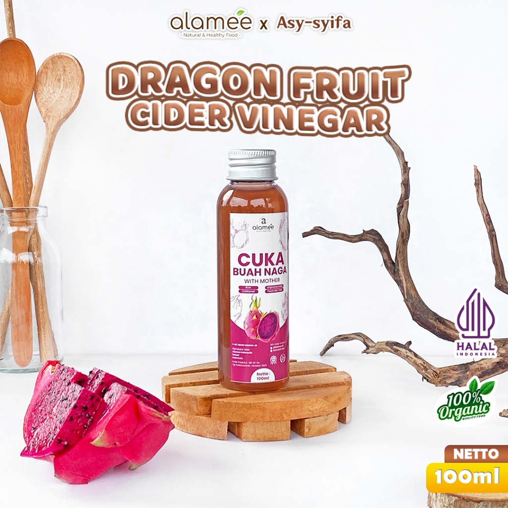 

ALAMEE Cuka Buah Naga Organik Dragon Fruit Cider Vinegar With Mother Fermentasi Probiotik 100ml