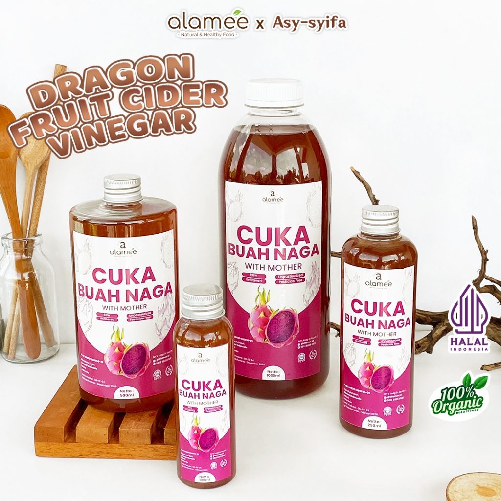 

ALAMEE Cuka Buah Naga Organik Original Dragon Fruit Cider Vinegar With Mother Fermentasi Probiotik