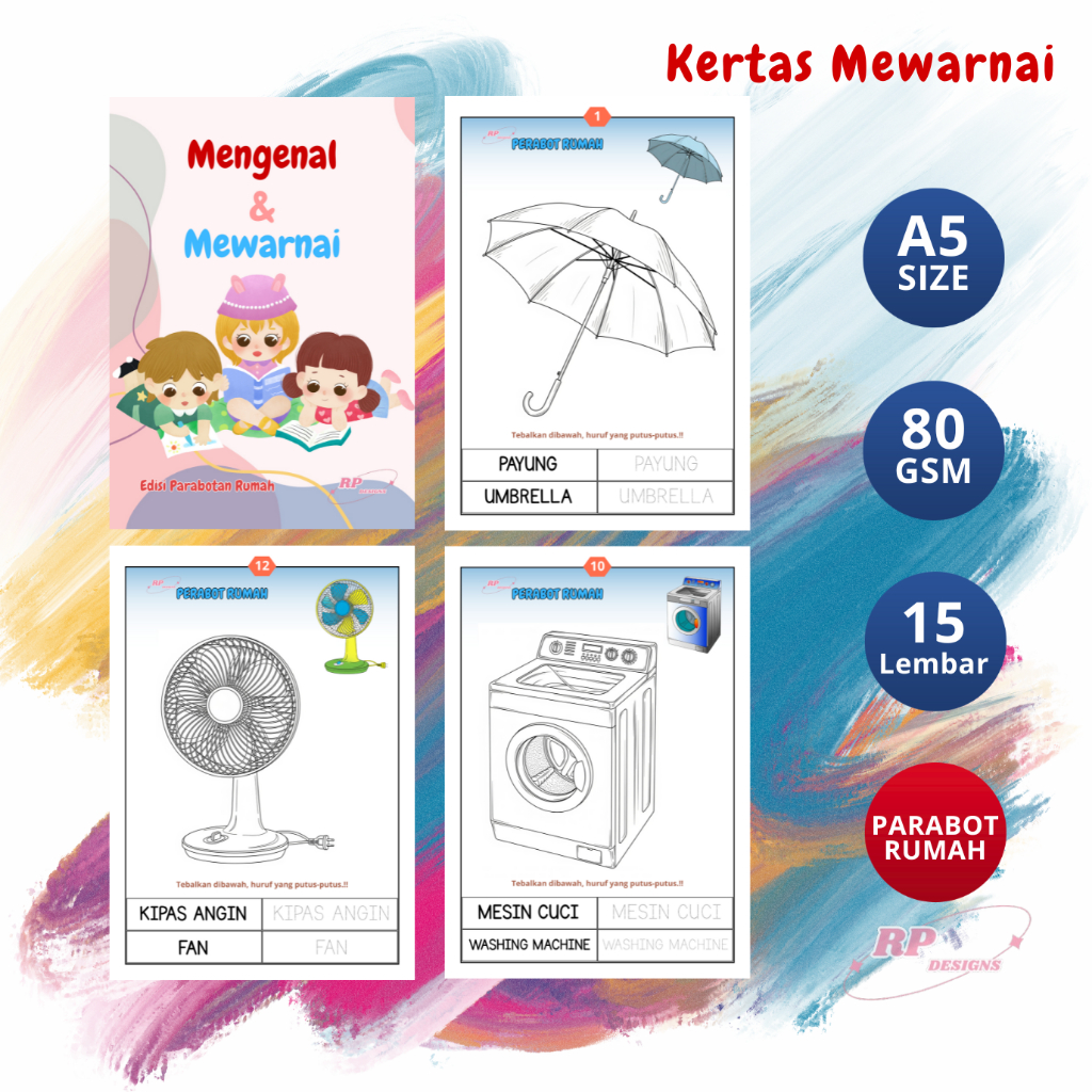 

15 Lembar Kertas Mewarnai/Coloring Anak-Anak Bahan Kertas Hvs A5 80 Gram Tema PARABOT RUMAH