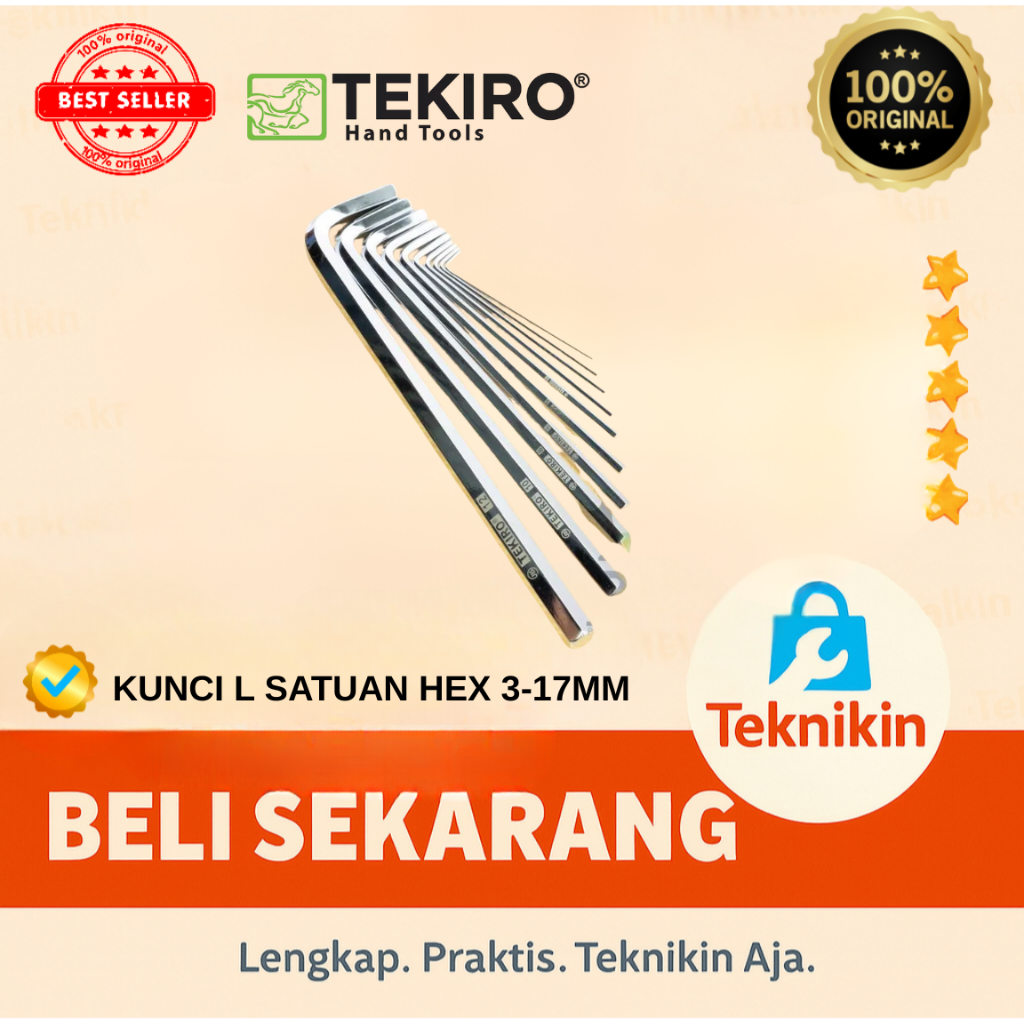 Tekiro Kunci L Satuan / Hex Key Long L 8 Ecer Tekiro - L 3mm.