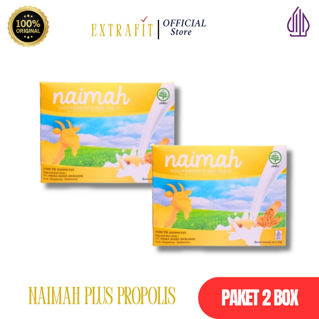 

PAKET 2 BOX Susu Kambing Naimah bee Pollen Plus Propolis Isi 10 Sachet