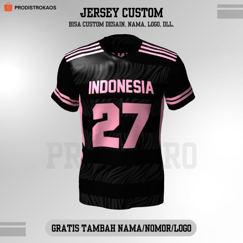 Baju Kaos Jersey Olahraga Badminton Pingpong Lari Volly dll - Jersey Futsal Retro Vintage Hitam Moti