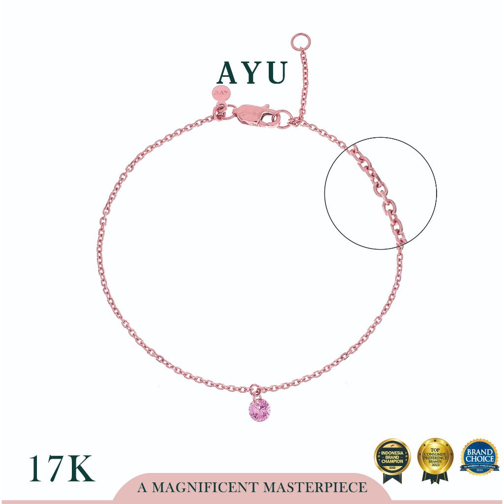AYU Gelang Emas Korea - Candy pop Chain Bracelet 17K Rose Gold