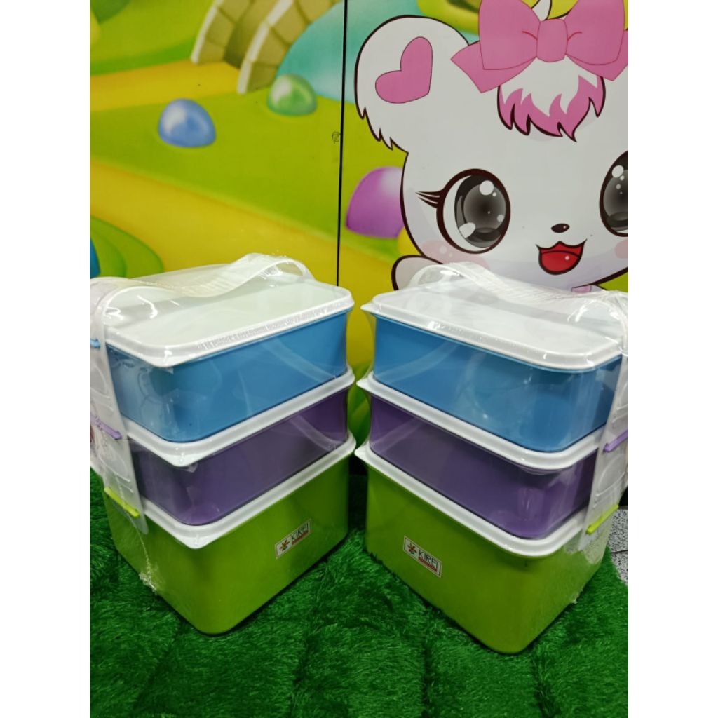 Rantang segi glory warna susun 3 jumbo