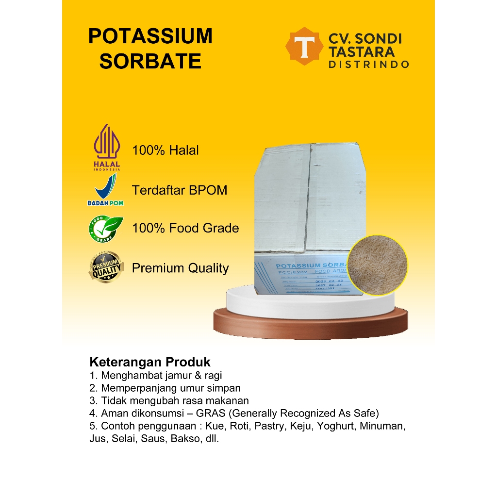 

POTASSIUM SORBATE / PENGAWET MAKANAN REPACK 500GR