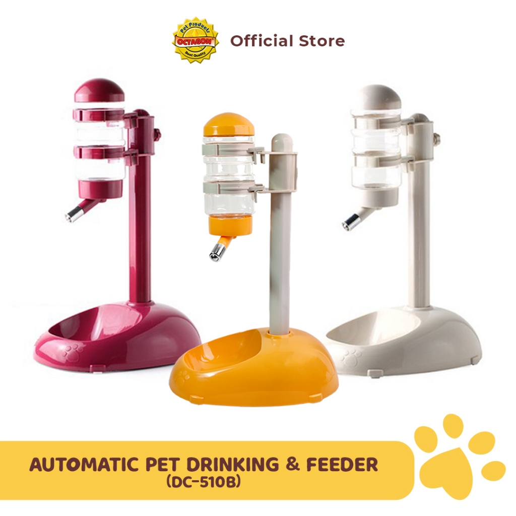 OCTAGON Tempat Makan Minum Hewan Peliharaan Otomatis | Tempat Makan Minum Anjing Kucing