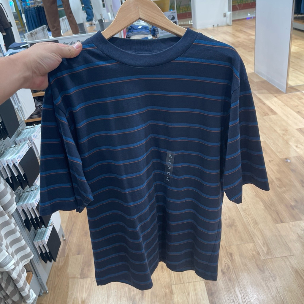 Tshirt Uniqlo Man OVERSIZE garis 69 navy