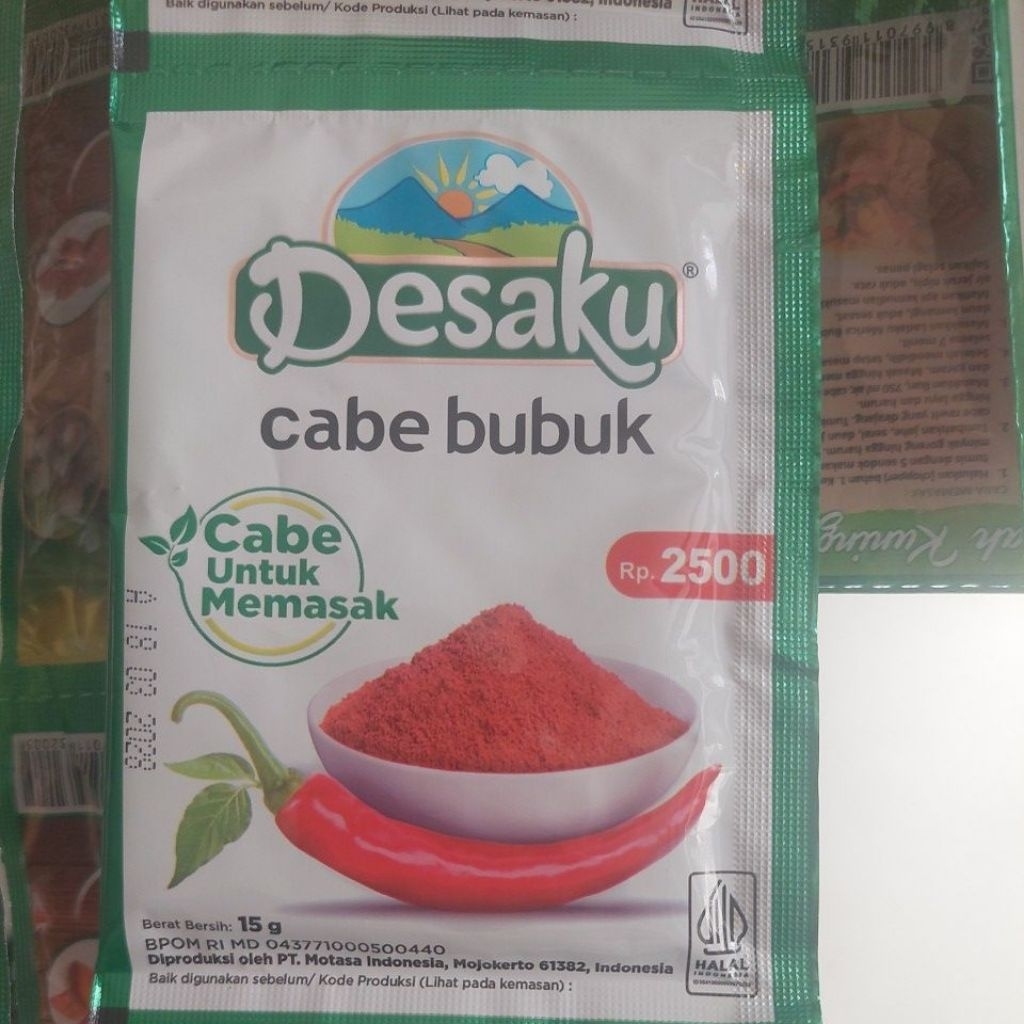 

Desaku cabe bubuk 15 gr | 1 renceng isi 12 pcs