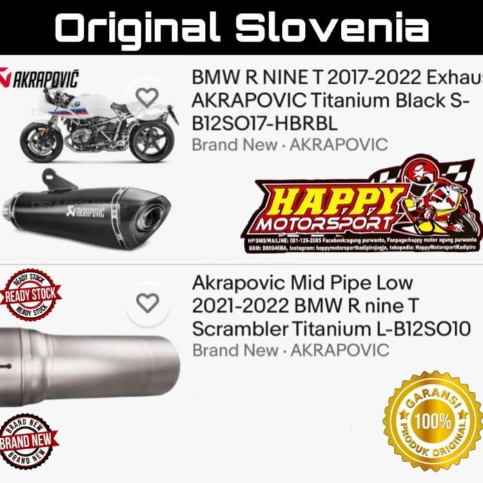 Paket 2in1 Silencer Slip On Akrapovic Black Titanium & Midpipe Low R9T