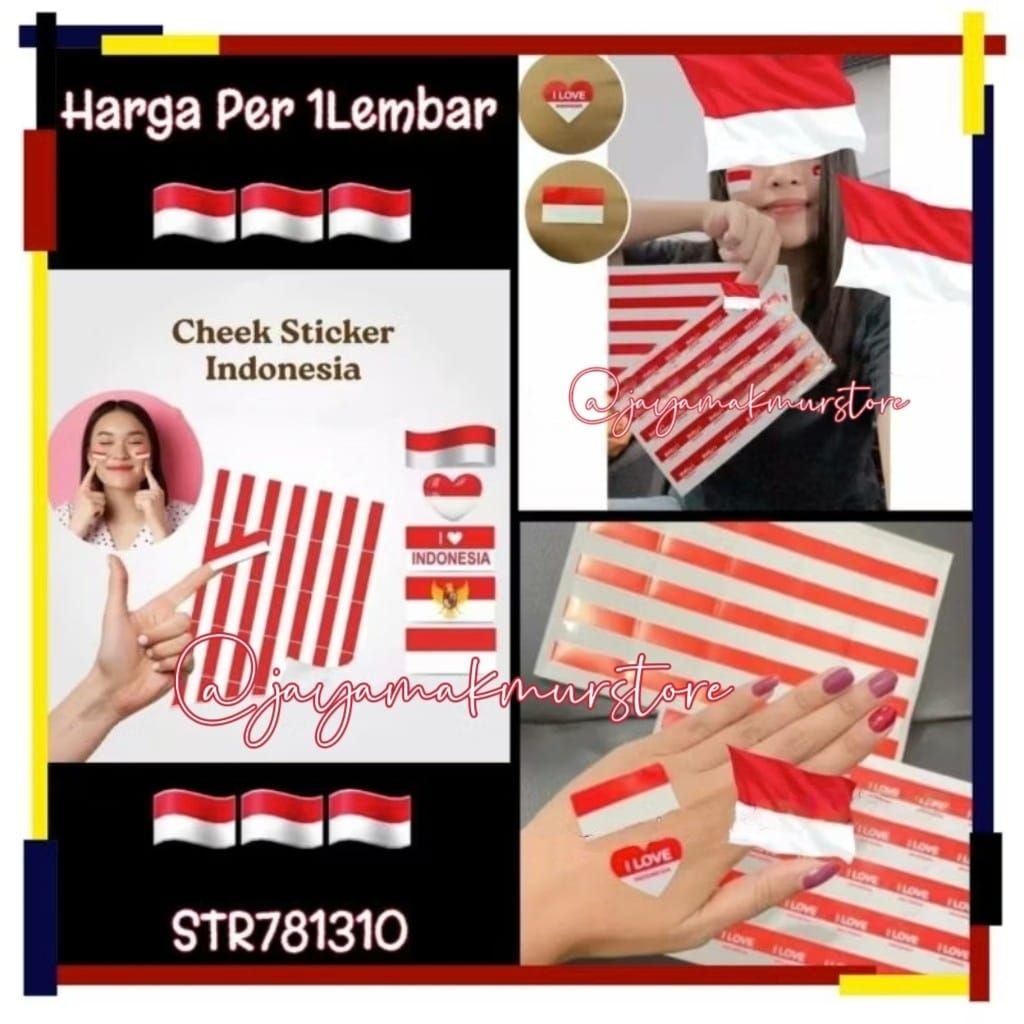

(PERLEMBAR) TEMPELAN STIKER PIPI BENDERA MERAH PUTIH / STICKER MERAH PUTIH SUPPORT HUT RI 17 AGUSTUS / STIKER I LOVE INDONESIA / STR781310