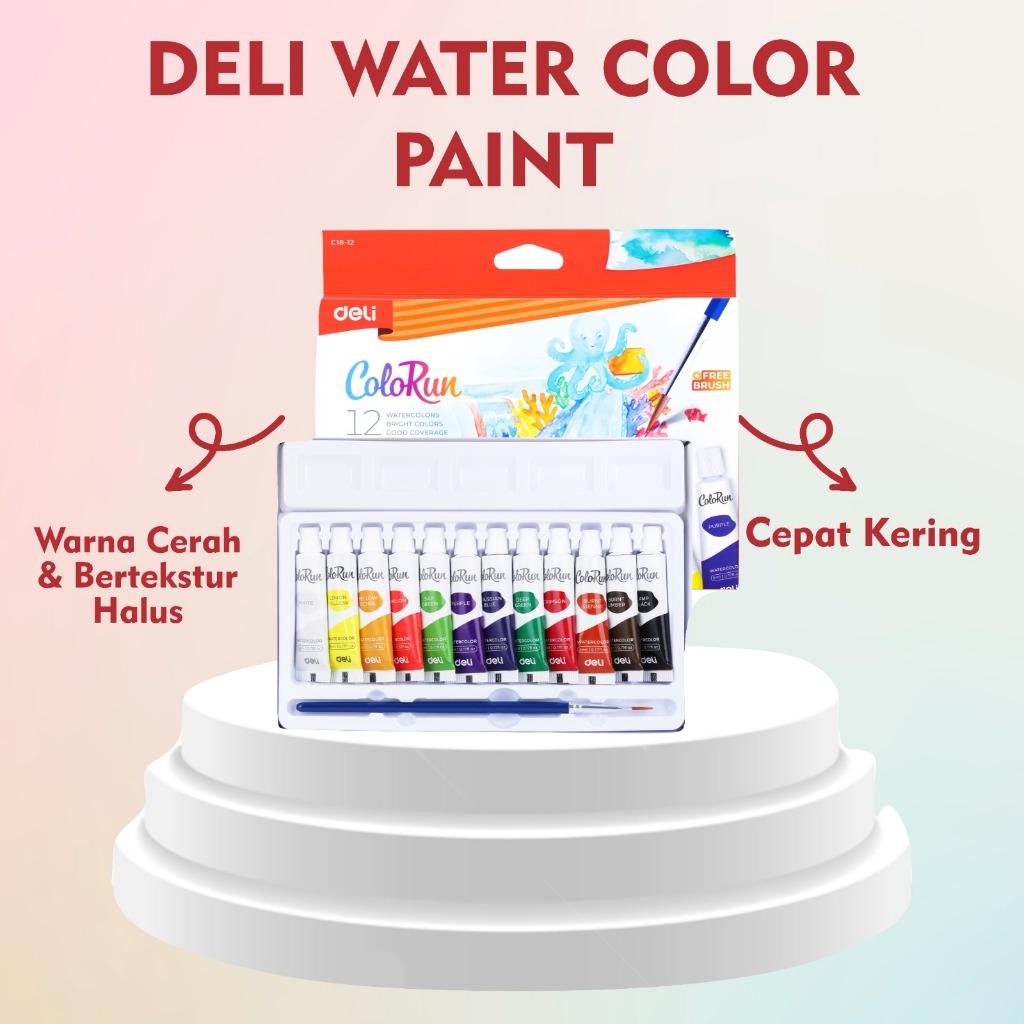 

DELI WATER COLORS 12C C18-12/DELI EC18-12 Cat Air Watercolor Assortment 5ml BX18