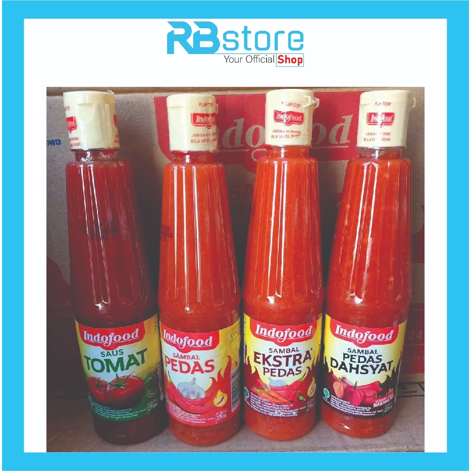 

Indofood Sambal Saus Pedas, Pedas, Extra Pedas, Tomat 275ml all variant