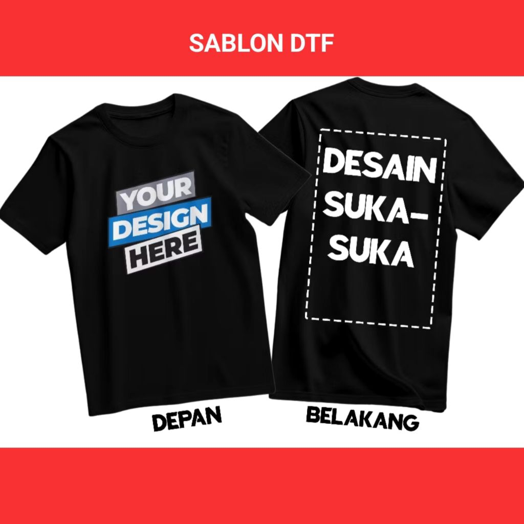 kaos costum bahan cotton combed 24s 100% knitto sablon dtf