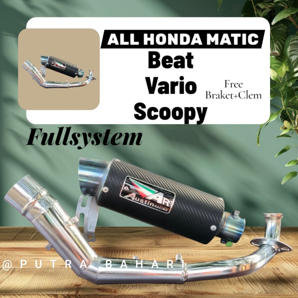 knalpot racing AR AUSTIN KARBON bass padat, untuk semua motor matic HONDA/ALL HONDA MATIC. beat karb