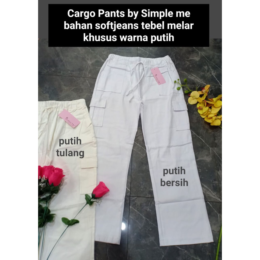 *Celana Cargo Jumbo Putih bersih n Putih tulang* By Simp le me Bahan tebel melar Khusus warna Putih 