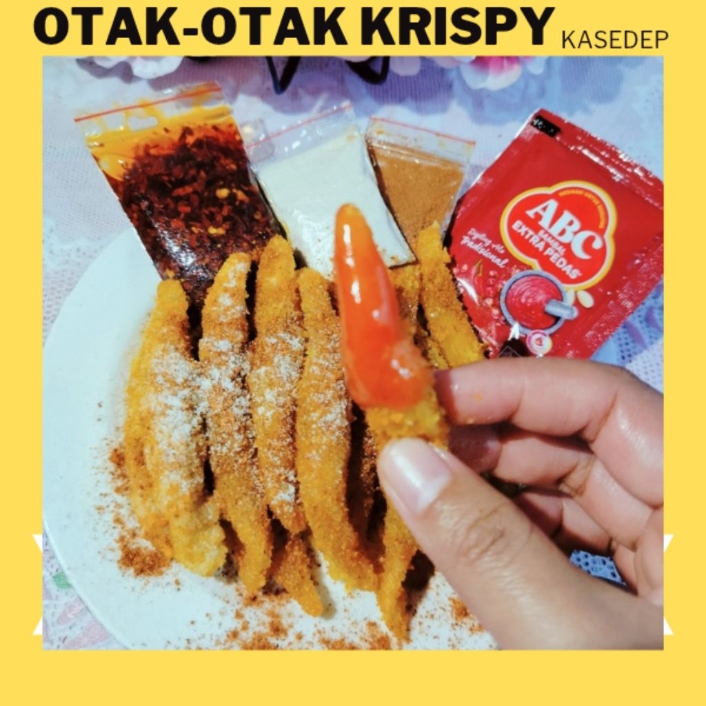 

otak otak krispi isi 50 cemilan makanan pedas gurih bumbu atom cabai bubuk aida saos sambal