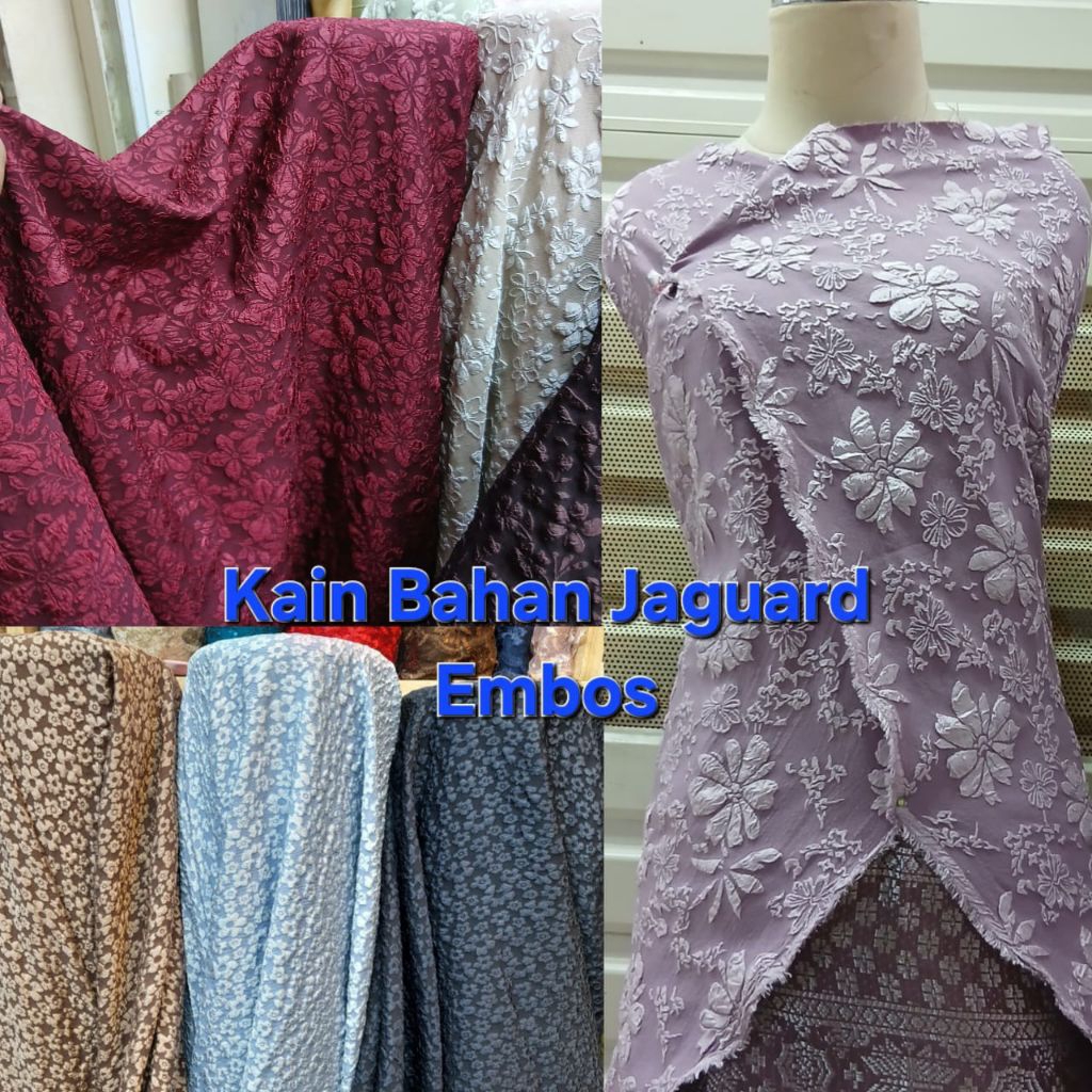 Kain bahan jaguard embos / kain jaguard embos fukuro bunga melati / jaguard embos premium import