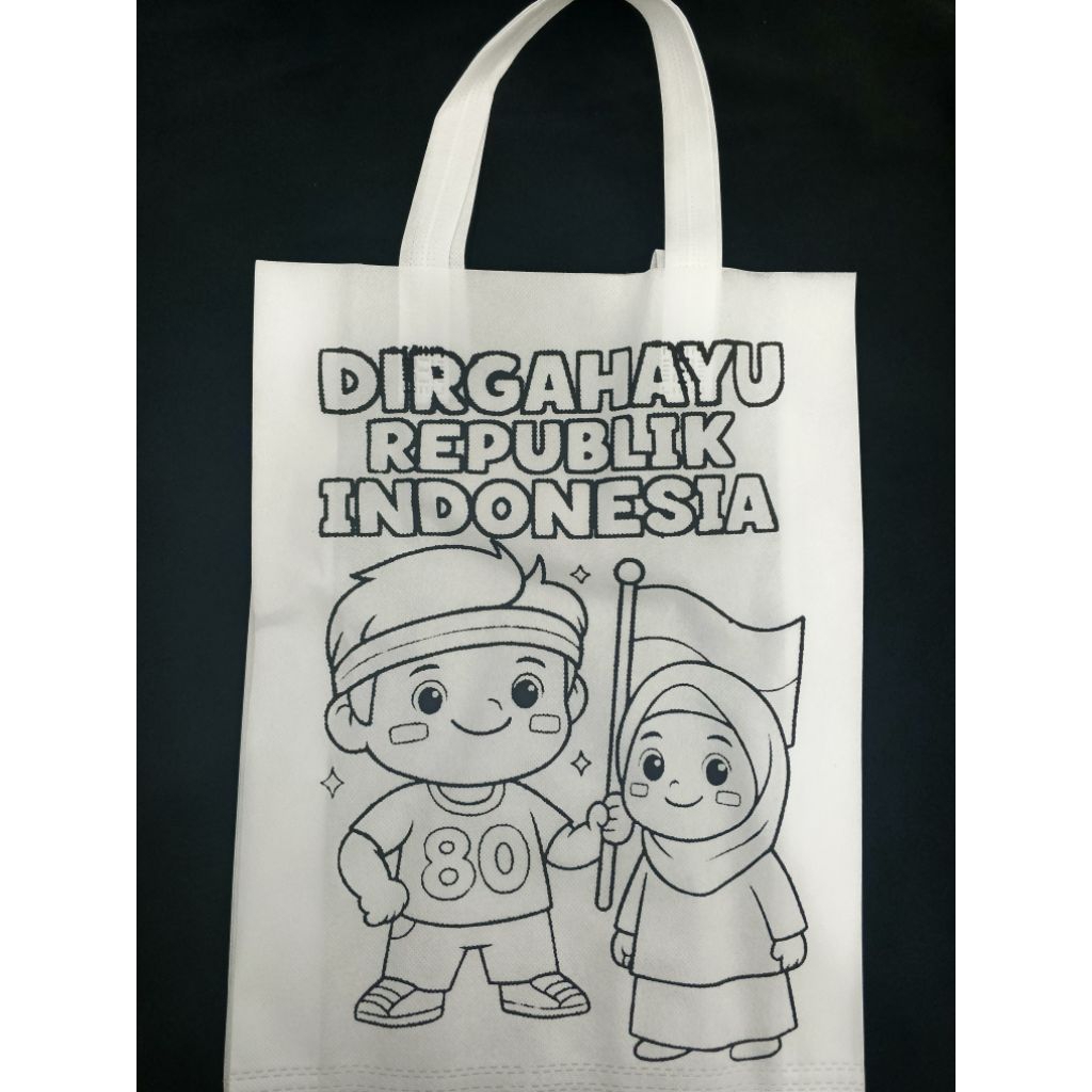 

tas lukis goodie bag motif dirgahayu Republik Indonesia ukuran 30x40 65-70gsm