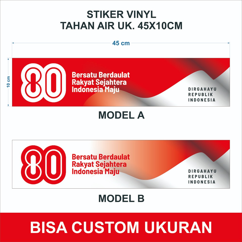 

STIKER VINYL TEMPELAN KACA / MOBIL HUT RI KE 80