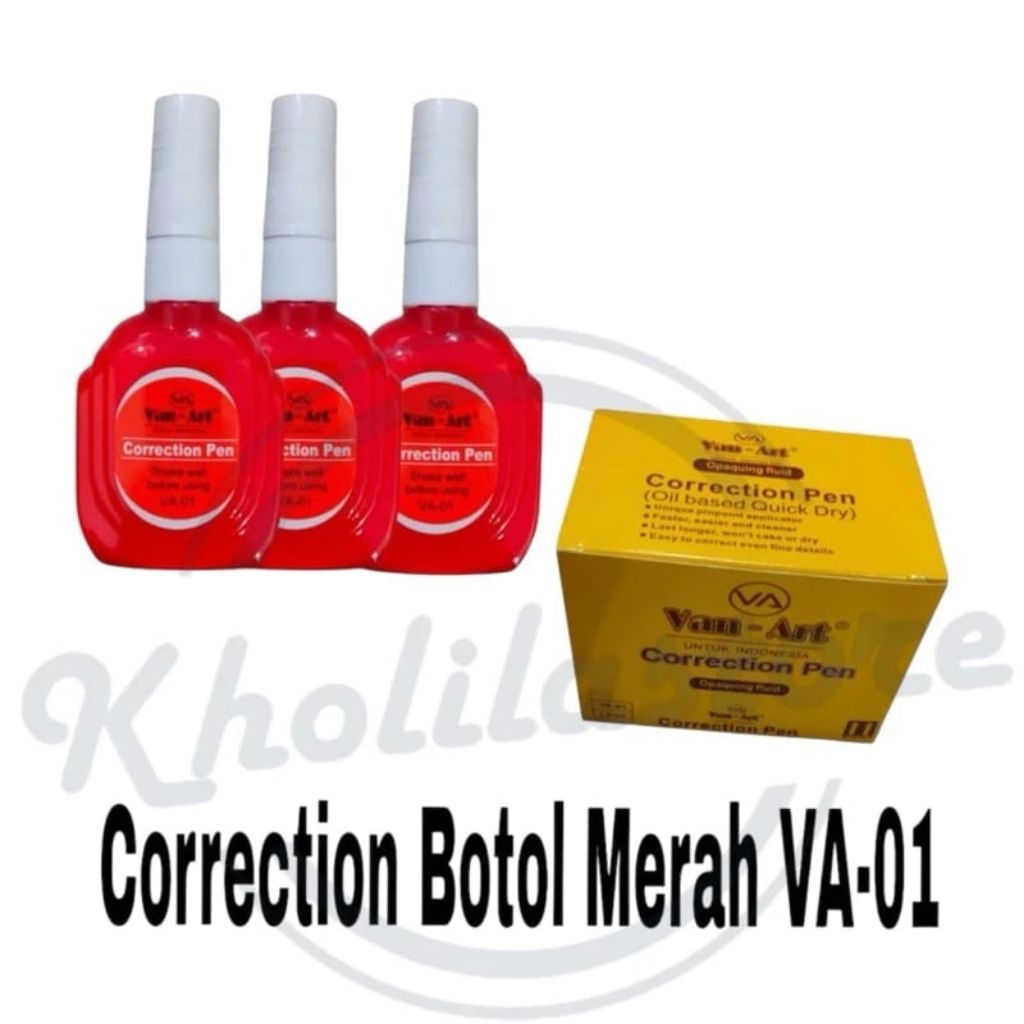 

12 pcs Correction Pen / Tipe X Van Art Botol Merah VA-01