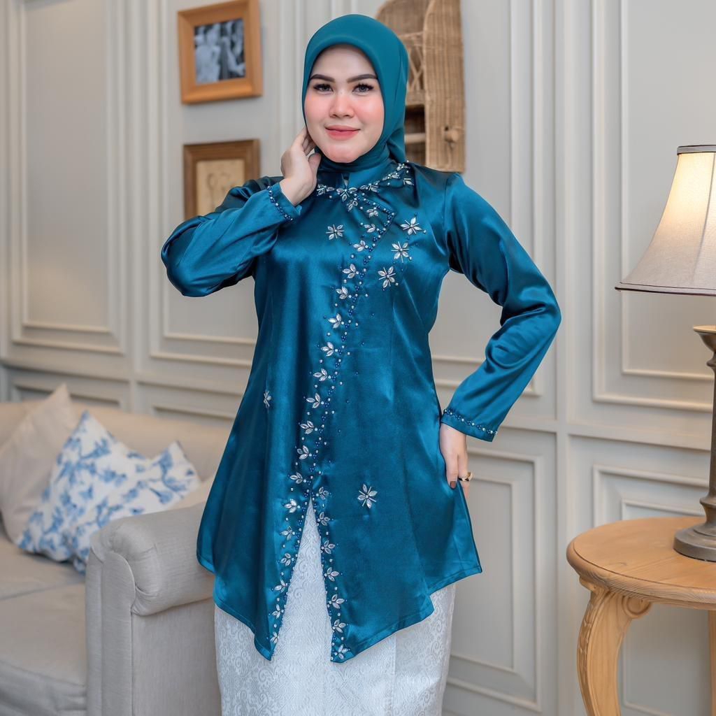 BISA COD / Setelan Tunik Kimono Payet Miring Baju Kurung Melayu / Kebaya Pesta kondangan / Kebaya La