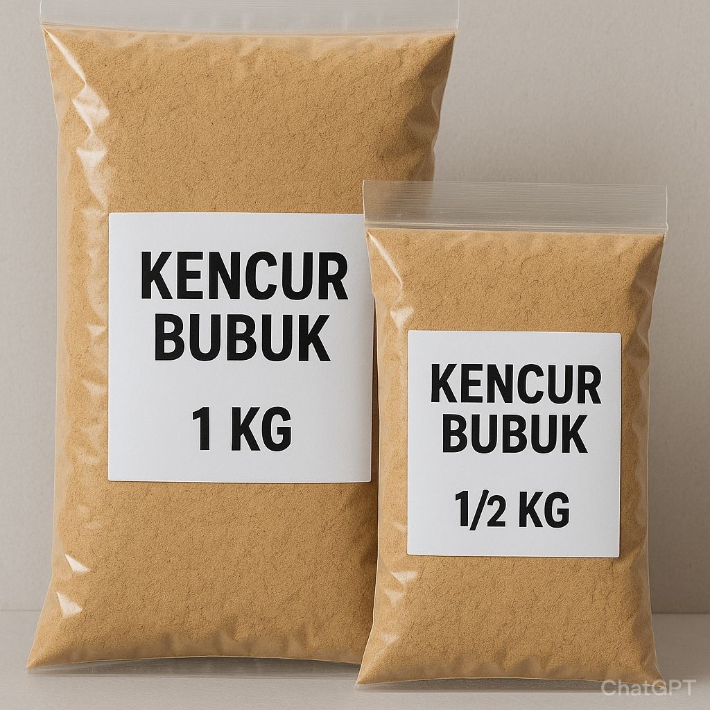 

Kencur bubuk berkualitas kemasan 1 kg dan 1/2 kg