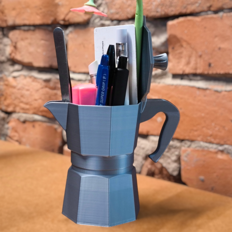 

Coffee Moka Pot Pen Holder | Tempat Pensil Estetik Pecinta Kopi | Organizer Meja 3D Print | Gaya Retro
