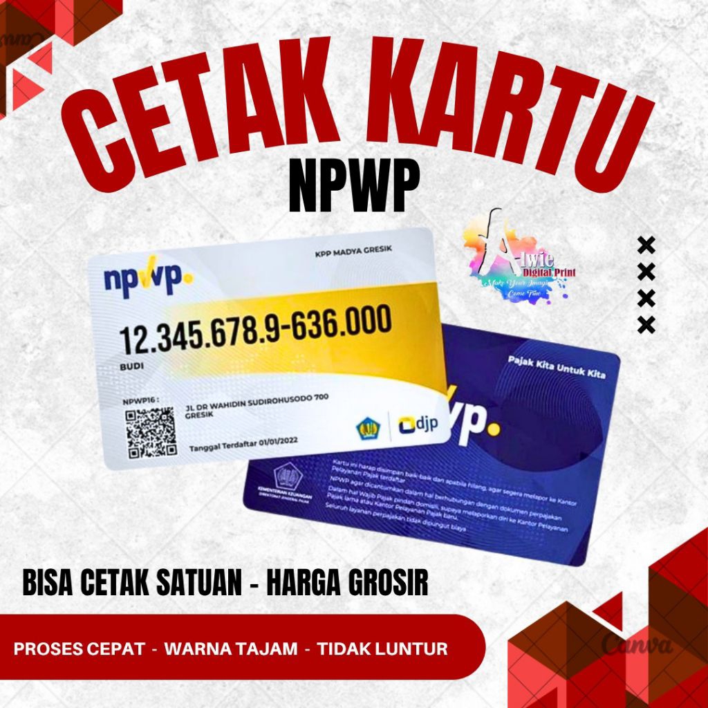 

Cetak ID Card Kartu NPWP PAJAK BPJS MyPertam Bisa satuan Anti Luntur Bahan PVC Tebal 2 Sisi