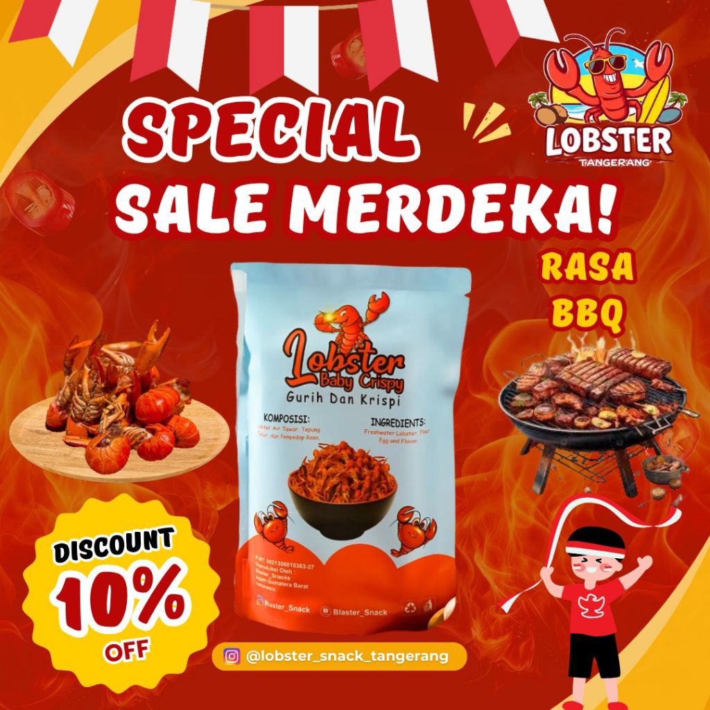 

Lobster Air Tawar Crispy Cemilan 100 Gram Rasa (Barbeque)