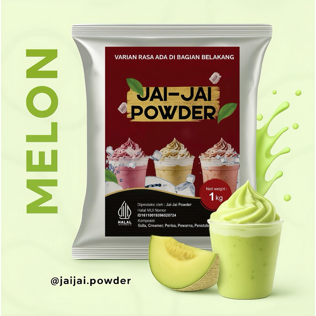 

Bubuk Minuman 1kg - Melon - Jai Jai Powder