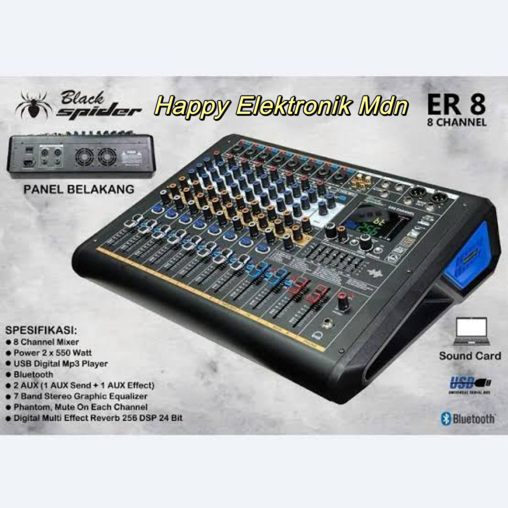 POWER MIXER BLACKSPIDER ER 8 Black Spider Power Mixer 8 ch BLACKSPIDER POWER MIXER 256 DSP POWER MIX