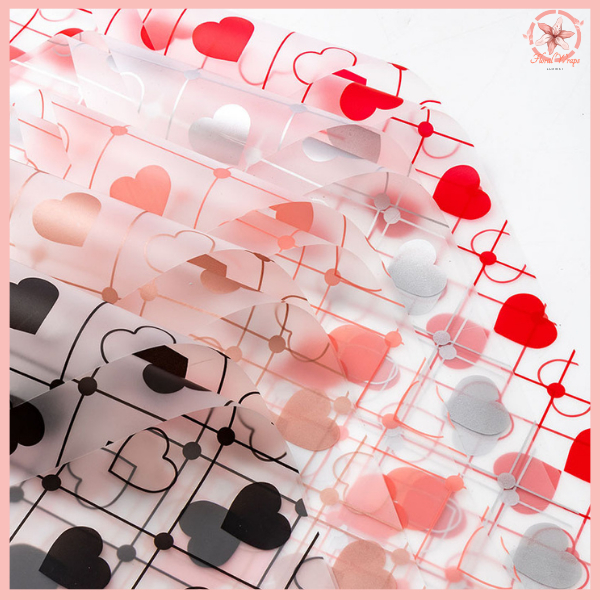 

Kertas Buket Bunga Wrapping Paper Heart Semi Transparent Cellophane Motif Love Lembaran KB6104