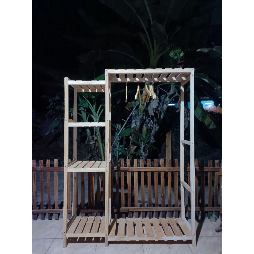 LEMARI pakaian / Rak baju dan pakaian, bahan kayu mahoni lokal berkualitas minimalis dan estetik, fu