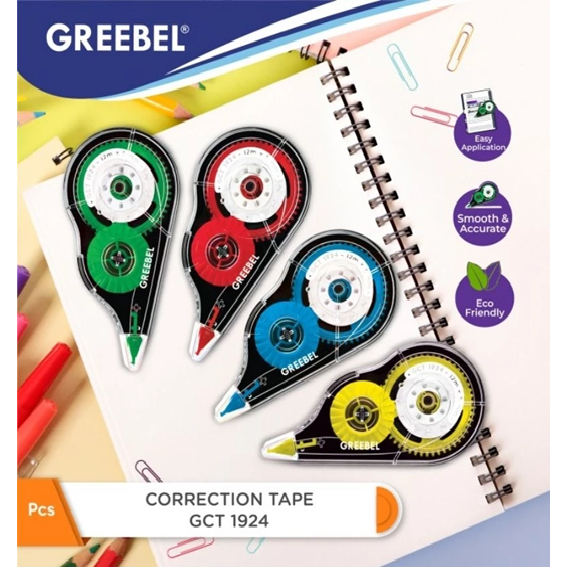 

(2 Pcs) Correction Tape / Tip-ex Kertas Roll/ Pita Koreksi GREEBEL GCT-1924