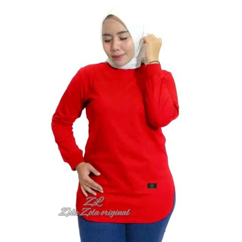 Kaos Polos Wanita Lengan Panjang oval Baju kaos Oval atasan lengan panjang