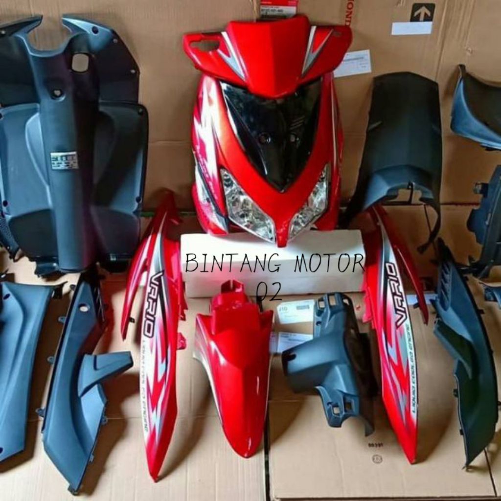 full set body halus kasar  honda vario 110 karbu semua warna merah plus lampu depan