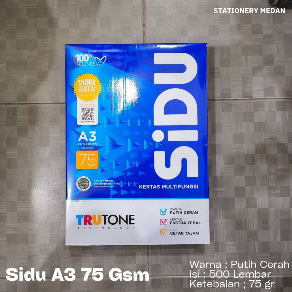 

Kertas HVS A3 75 Gsm Sidu Sinar Dunia ( 1 Rim )