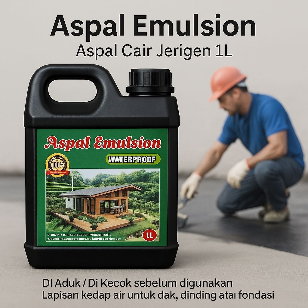 Aspal Emulsion Waterproof 1L - Aspal Cair Anti Bocor untuk Dak, Dinding & Fondasi