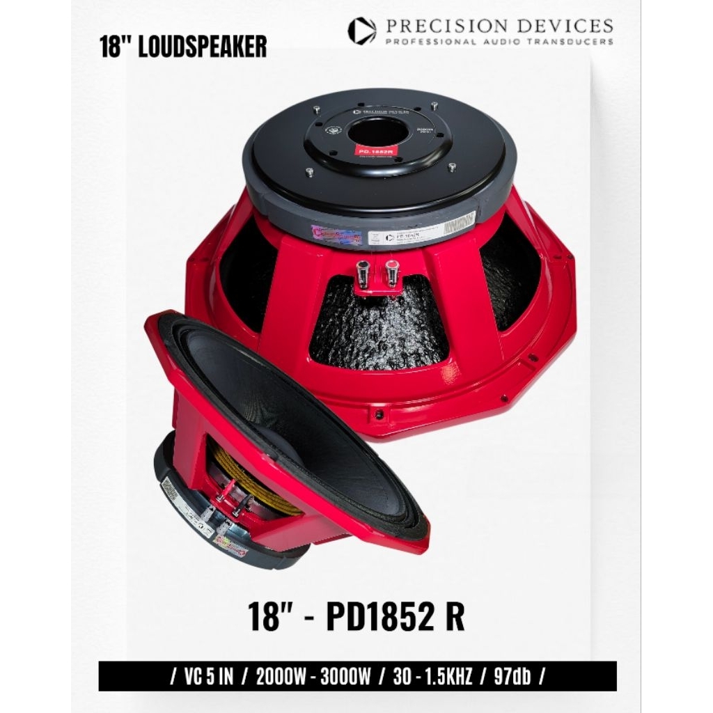 Komponen Speaker / 18 Inch / PD1852R / VC 5 IN / Precision Devices PD 1852 R PD 1852R PD1852 PDR / 9