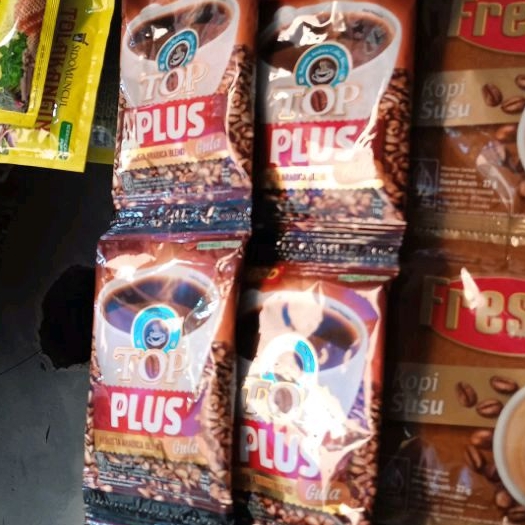 

top plus kopi ples gula isi 10pics berat 18gram