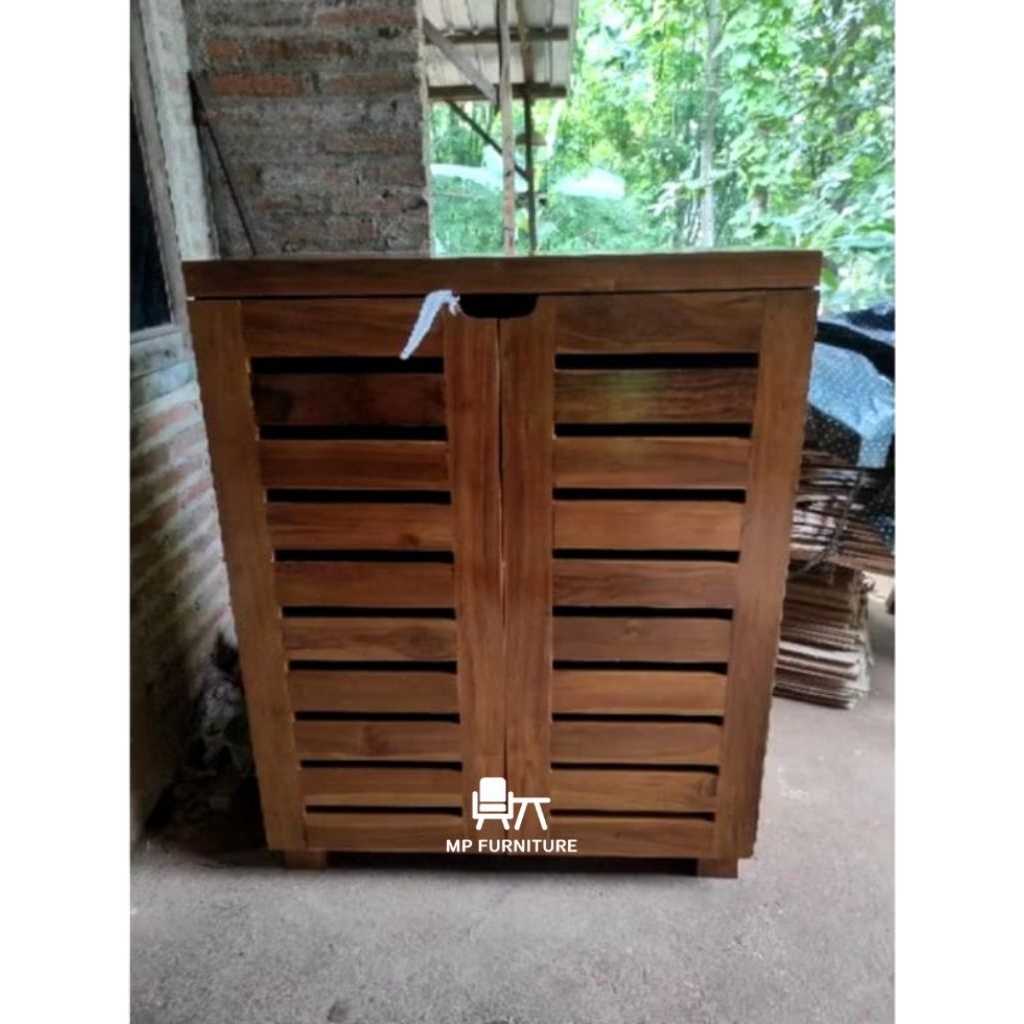 almari rak sepatu kayu jati, almari minimalis