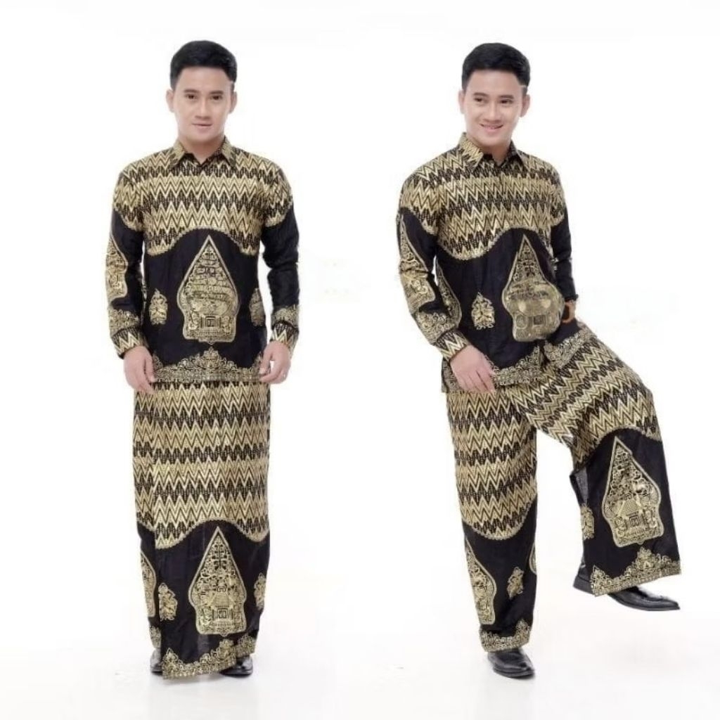 SET CELANA SARUNG BATIK DAN SETELAN KEMEJA LENGAN PANJANG FREE MASKER jumbo M L XL XXL Setelan celan