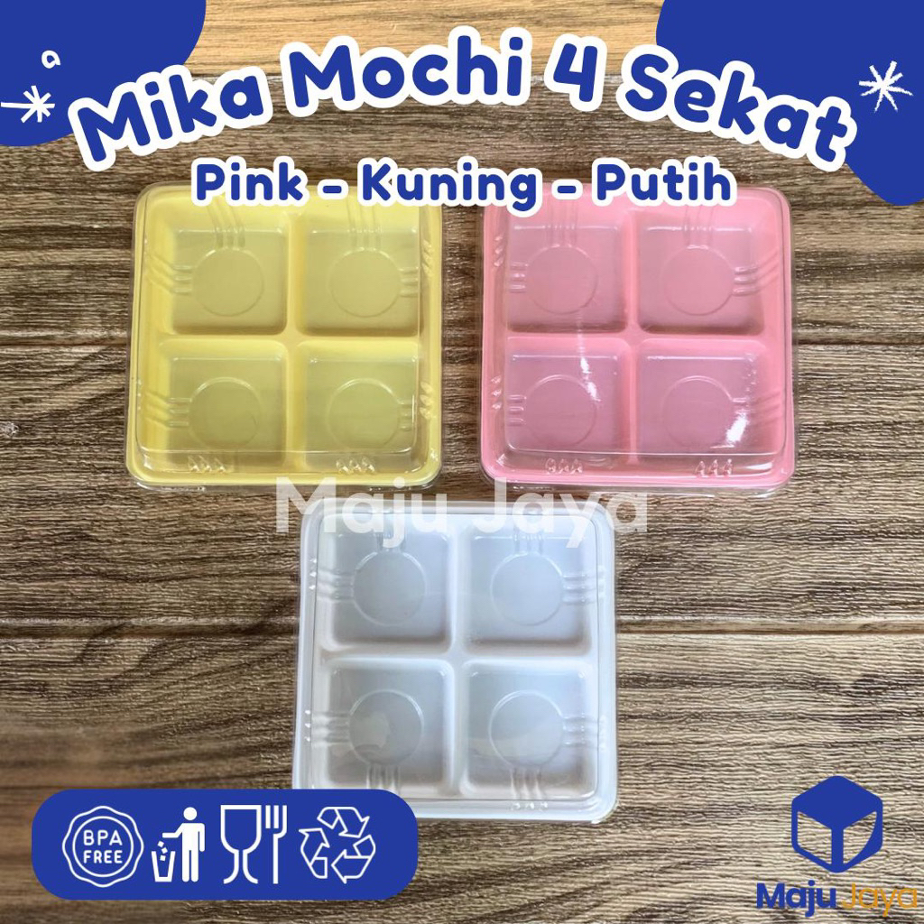 Maju Jaya - Mika Mooncrispy Sekat 4 Pink Putih Kuning / Mika Mochi Ichigo / Mika Mooncake Sekat 4 / 