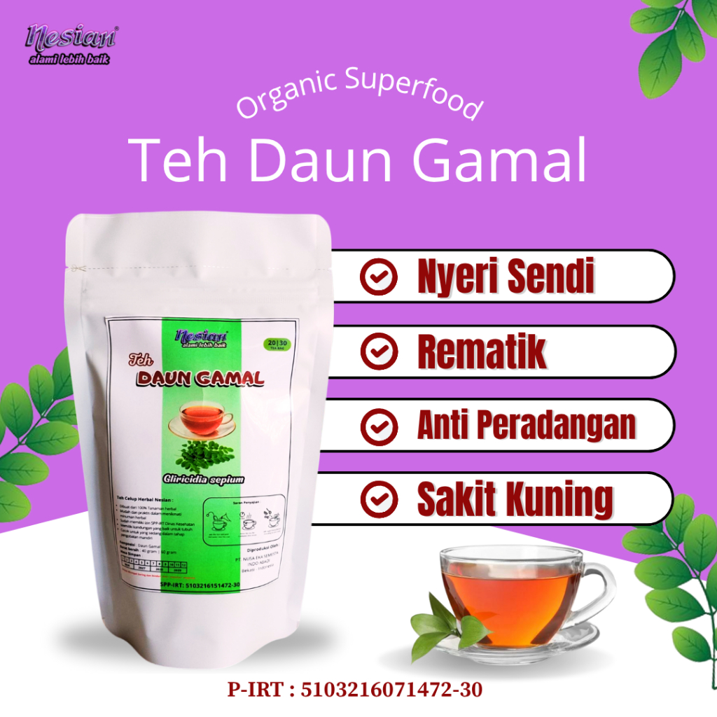 

NESIAN TEH DAUN GAMAL | TEH HERBAL | GLIRICIDIA SEPIUM | 20 KANTONG TEH