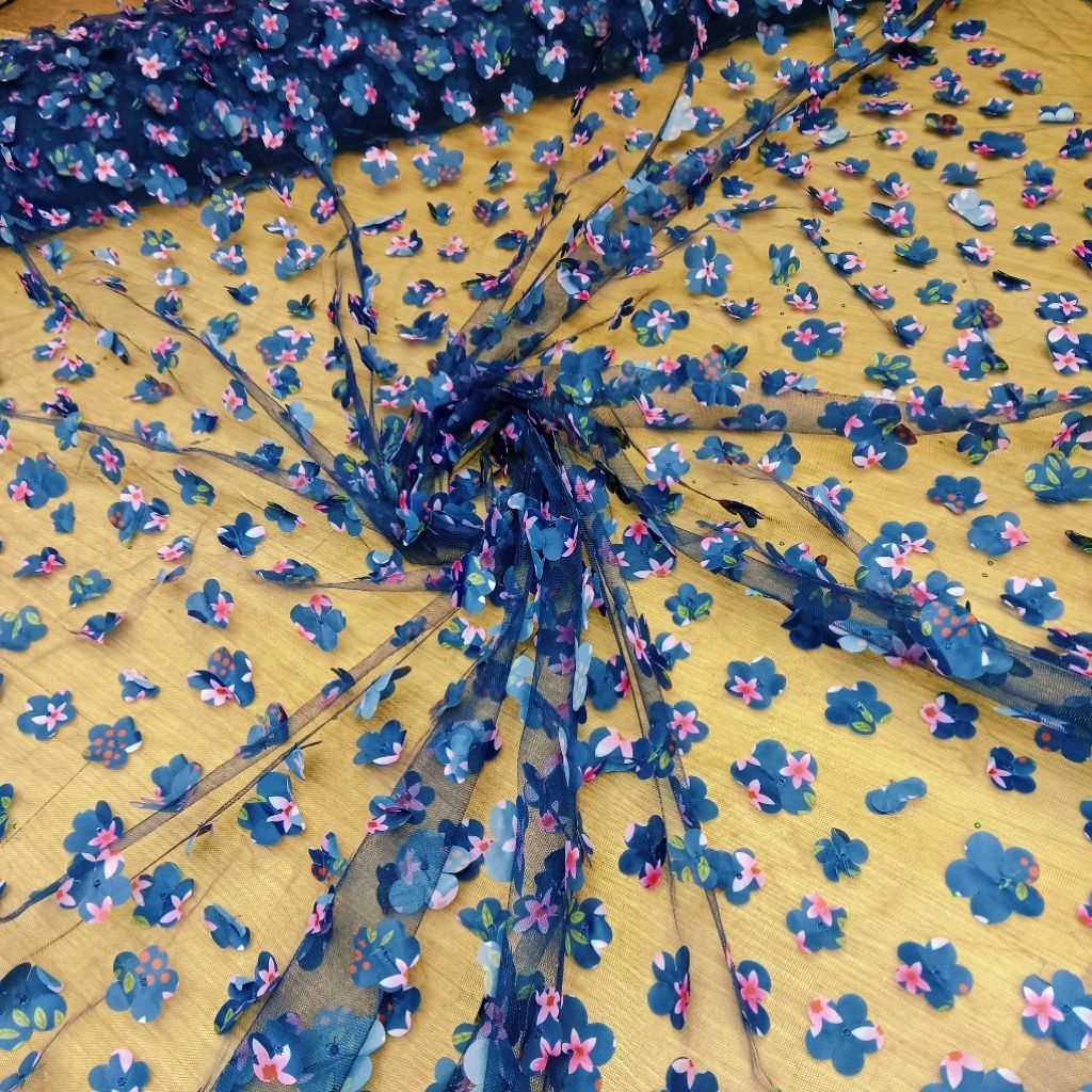 BAHAN/KAIN TILLE BUNGA 3D/bunga timbul