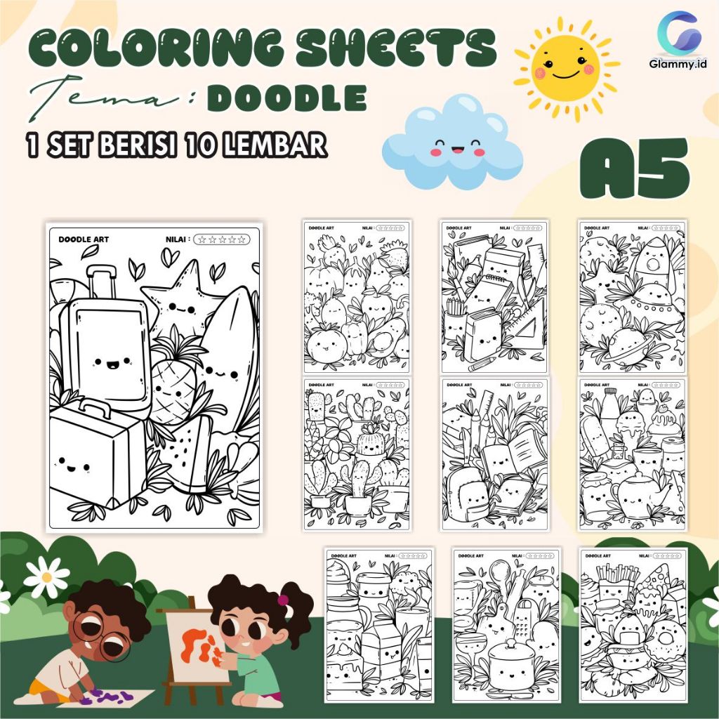 

Kertas Mewarnai - Coloring Sheet Rilia Tema Doodle Ukuran A5 - Kertas Tebal - Warna Tajam